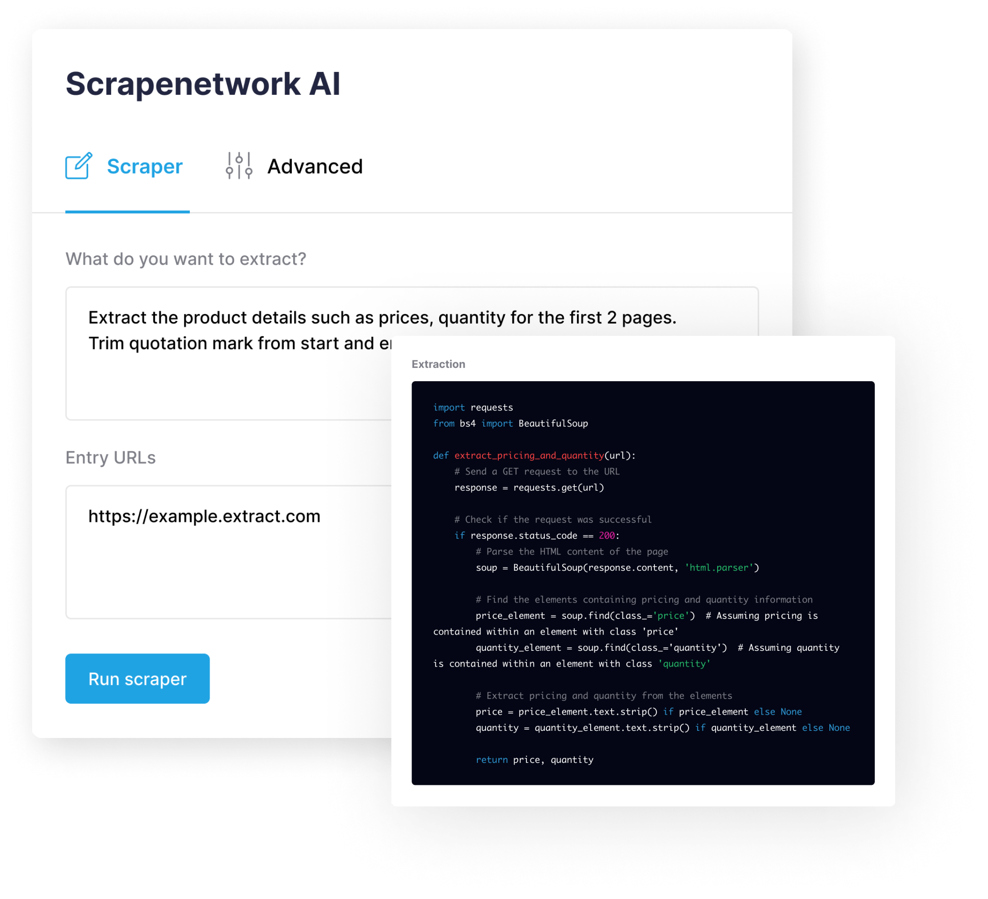 Scrapenetwork AI Scraper
